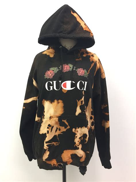 gucci champion hoodies|gucci distressed hoodie.